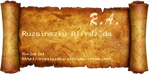 Ruzsinszky Alfréda névjegykártya